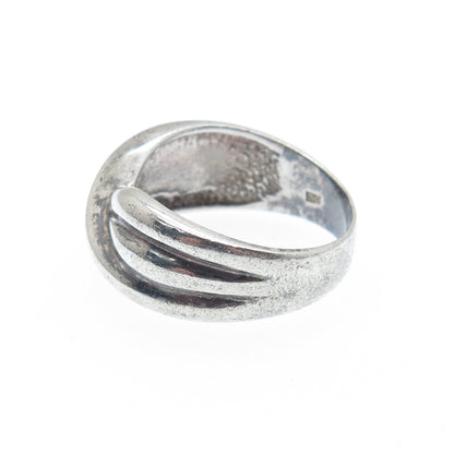 925 Sterling Silver Vintage Modernist Twisted Oxidized Ring Size 8.25