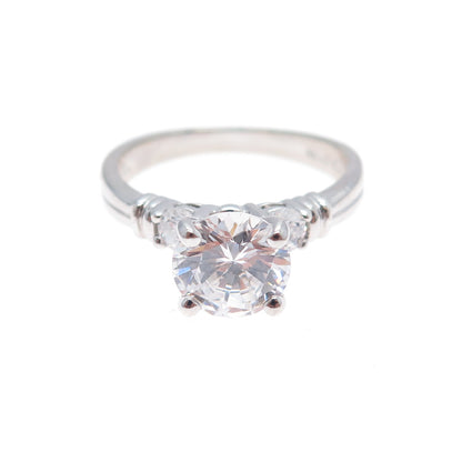 925 Sterling Silver Round-Cut C Z Engagement Ring Size 8.25