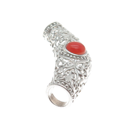 CHAPAL ZENRAY Sterling Silver Vintage Real Carnelian Centerpiece Slide Pendant