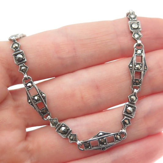 935 Silver Vintage Germany Real Marcasite Chain Necklace 16" (broken lock)