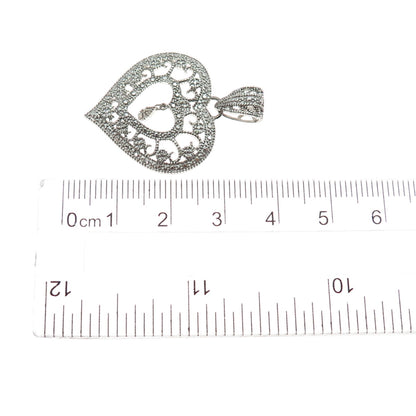 MICHAEL ANTHONY 925 Sterling Silver Real Diamond Accent Heart Pendant