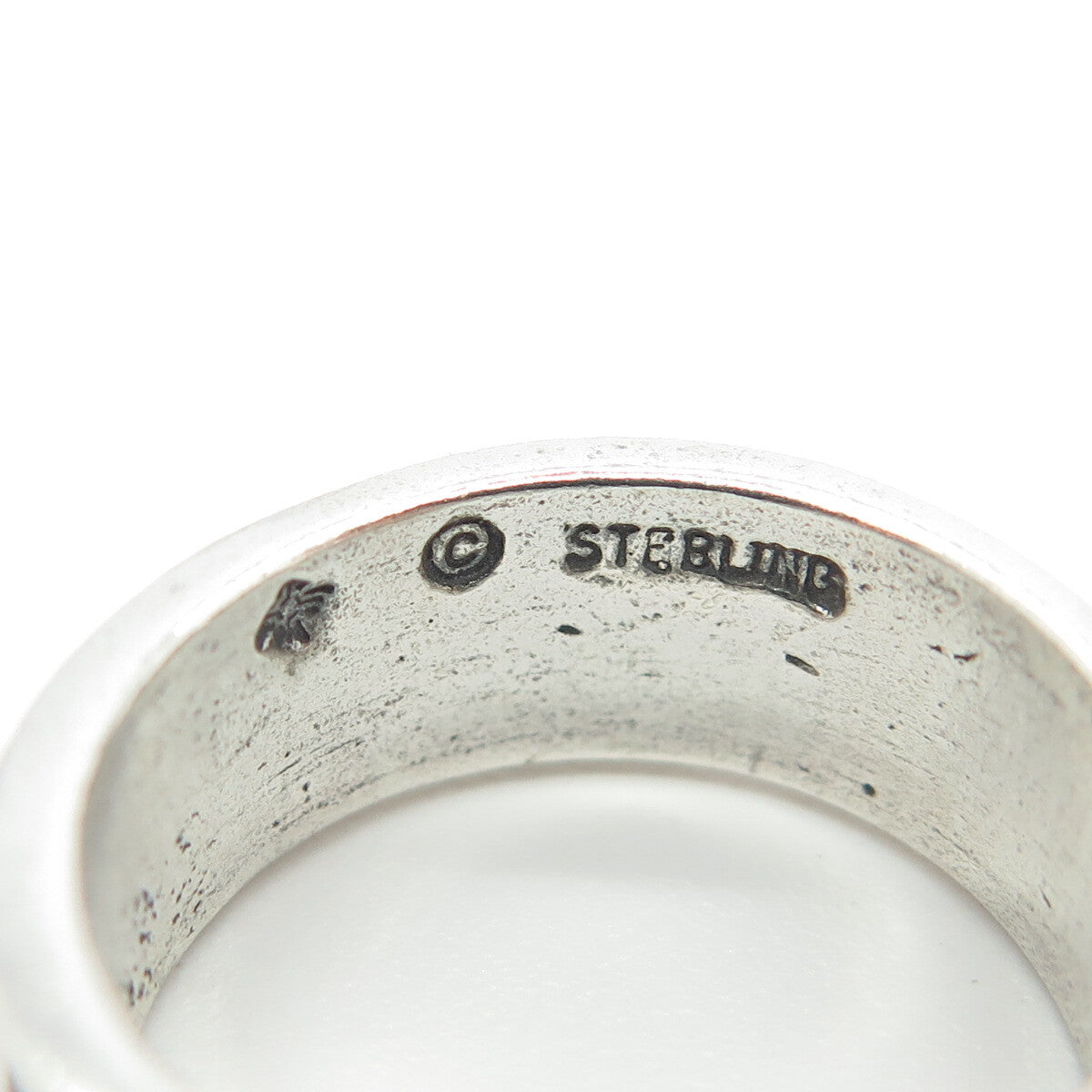 SUN WEST 925 Sterling Silver Vintage Checkers Band Ring Size 6.5