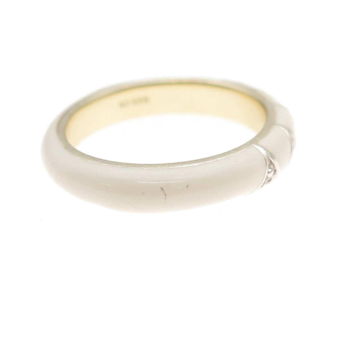 La Soula 925 Sterling Silver Gold Plated Enamel Real Diamond Band Ring Size 7.25