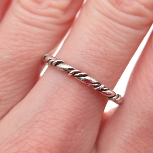925 Sterling Silver Vintage Twisted Stackable Oxidized Band Ring Size 6.75
