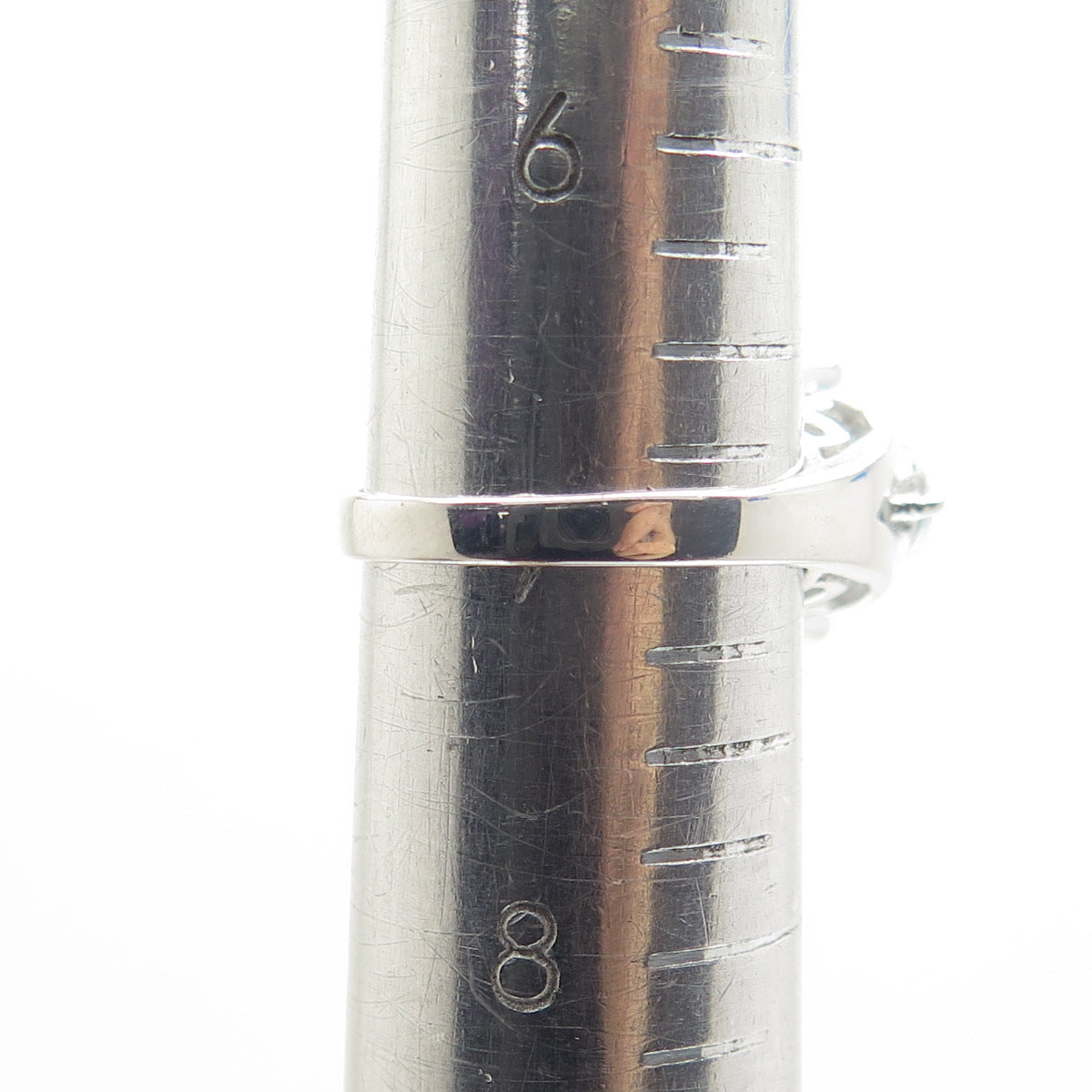 925 Sterling Silver Real Pear-Cut Blue Topaz & C Z Ring Size 7