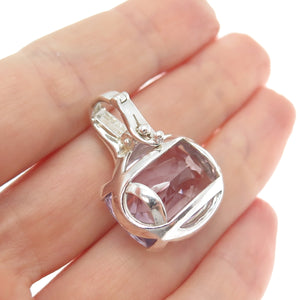 CNA PRANDA 925 Sterling Silver Vintage Real Cushion-Cut Amethyst Charm Pendant