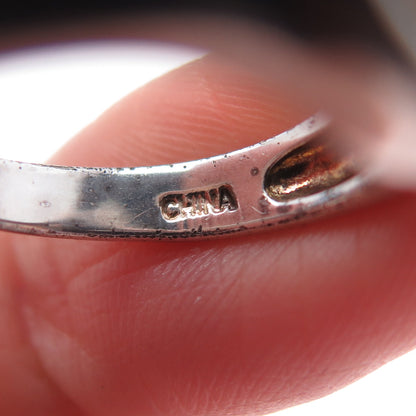 925 Sterling Silver Vintage Open Heart Oxidized Ring Size 6