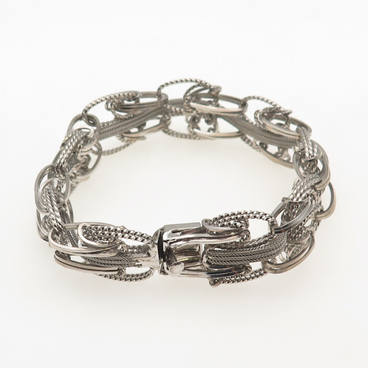 925 Sterling Silver Vintage Modernist Multi-Link Bracelet 6.25"