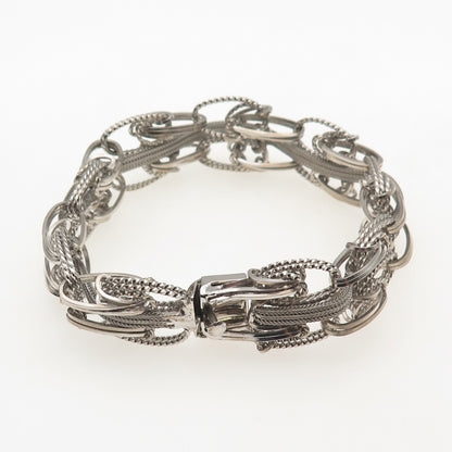 925 Sterling Silver Vintage Modernist Multi-Link Bracelet 6.25"