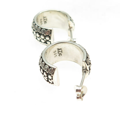 JGD JANICE GIRARDI 925 Sterling Silver Vintage Swirl Hoop Oxidized Earrings