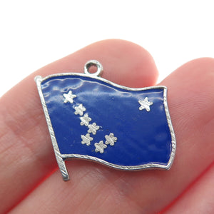 ELCO 925 Sterling Silver Vintage Blue Enamel Flag of Alaska Charm Pendant