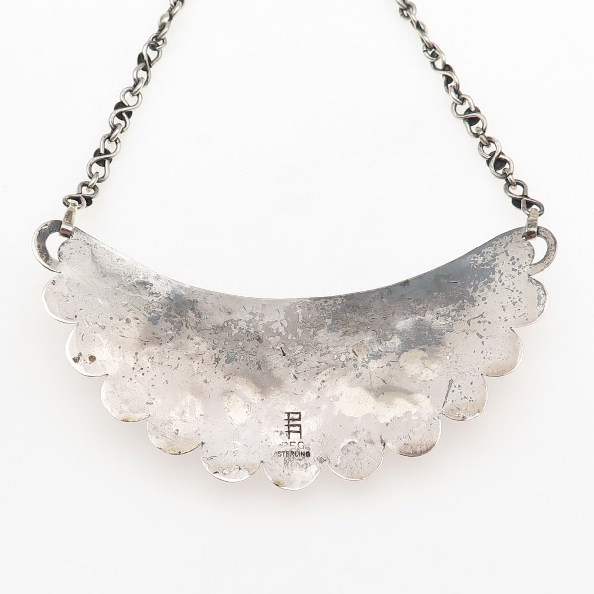 Paul Arviso Navajo Old Pawn Sterling Silver 2-Tone Vintage Floral Necklace 14"