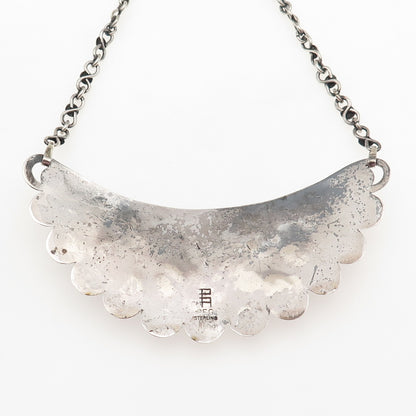 Paul Arviso Navajo Old Pawn Sterling Silver 2-Tone Vintage Floral Necklace 14"