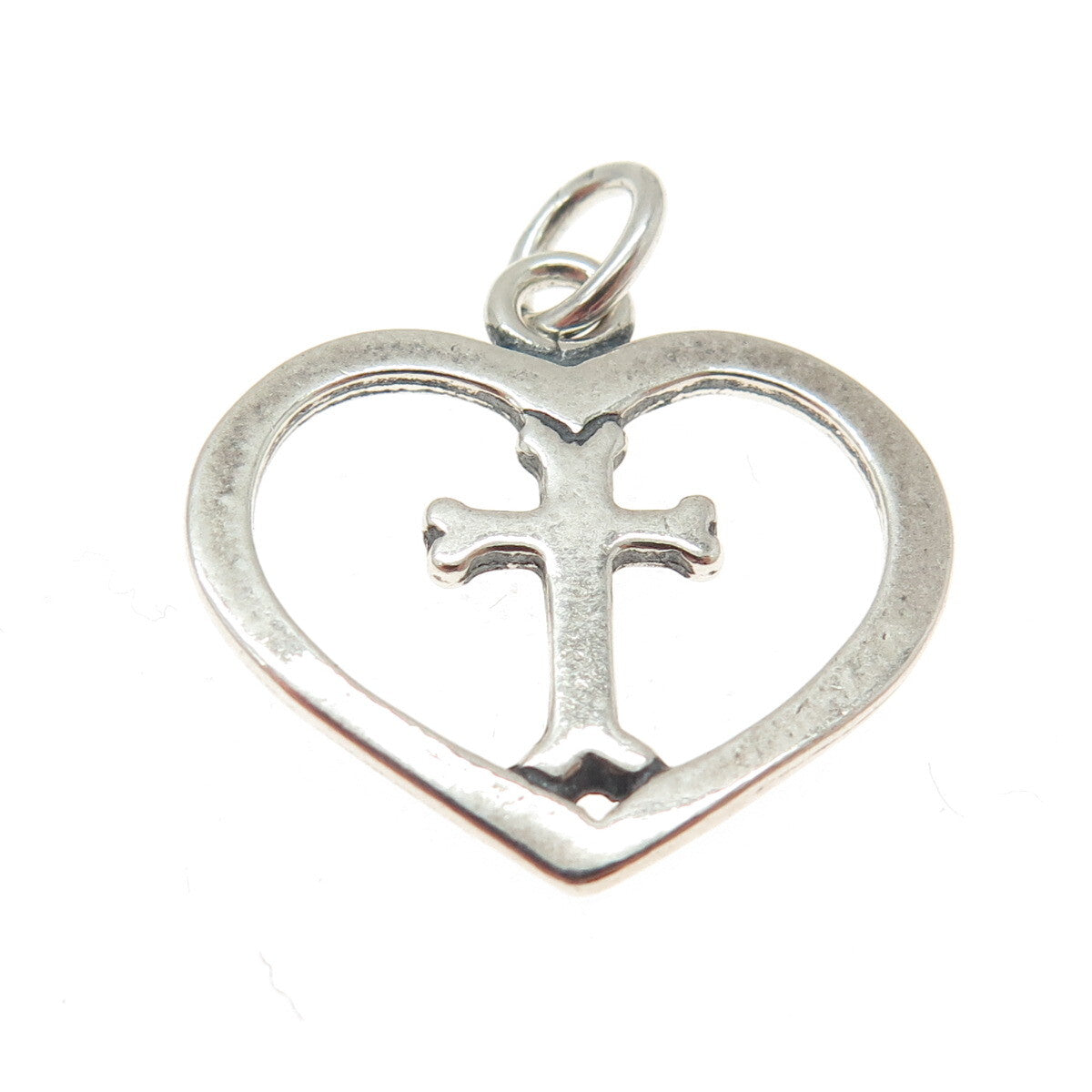 LISA LEE CREATIONS 925 Sterling Silver Vintage Cross & Heart Charm Pendant