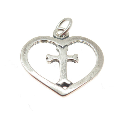 LISA LEE CREATIONS 925 Sterling Silver Vintage Cross & Heart Charm Pendant