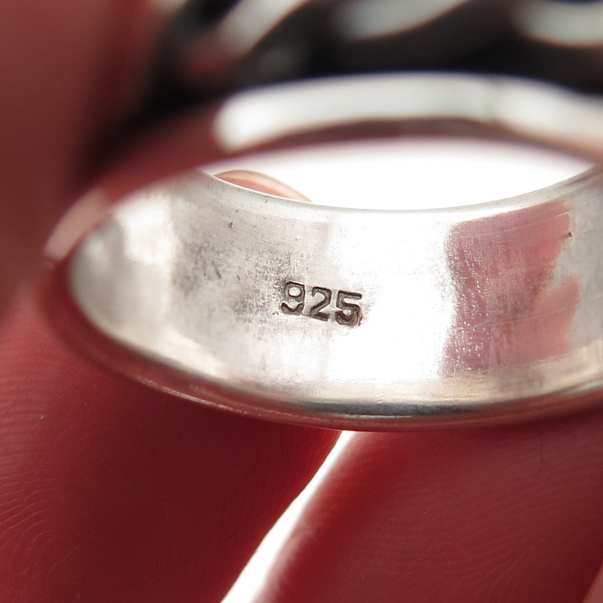 925 Sterling Silver Vintage Braided Oxidized Rotating Band Ring Size 8.25