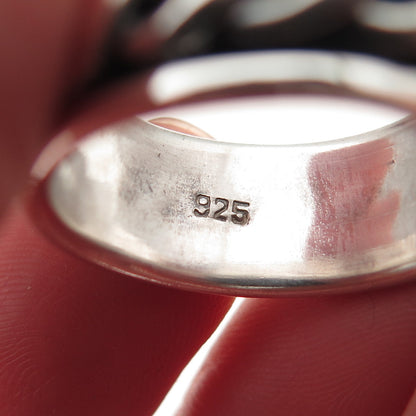 925 Sterling Silver Vintage Braided Oxidized Rotating Band Ring Size 8.25