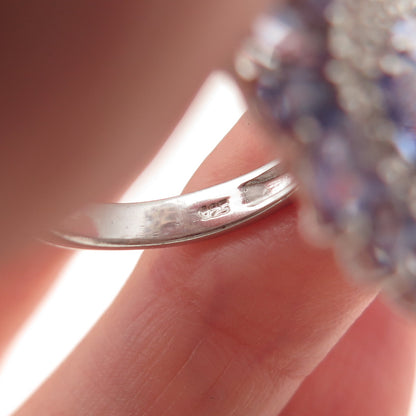 Chuck Clemency 925 Sterling Silver Real Tanzanite & White Topaz Ring Size 7.25