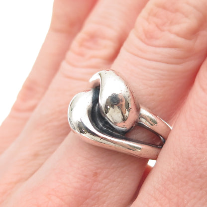 925 Sterling Silver Vintage Modernist Interlocked Yin Yang Oxidized Ring Size 7