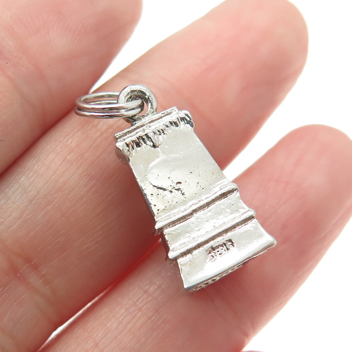 925 Sterling Silver Vintage Man in a Canoe Minimalist 3D Charm Pendant