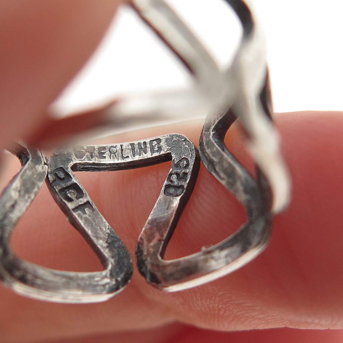 925 Sterling Silver Vintage Mexico Zig Zag Oxidized Ring Size 5