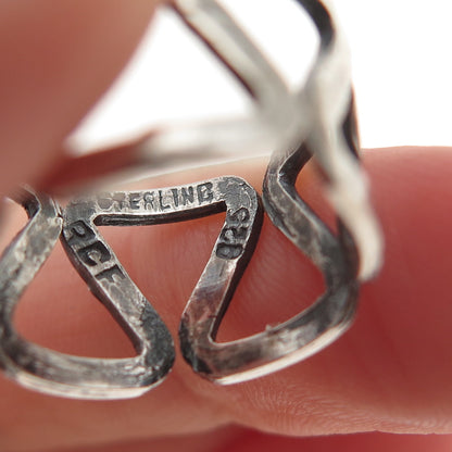 925 Sterling Silver Vintage Mexico Zig Zag Oxidized Ring Size 5