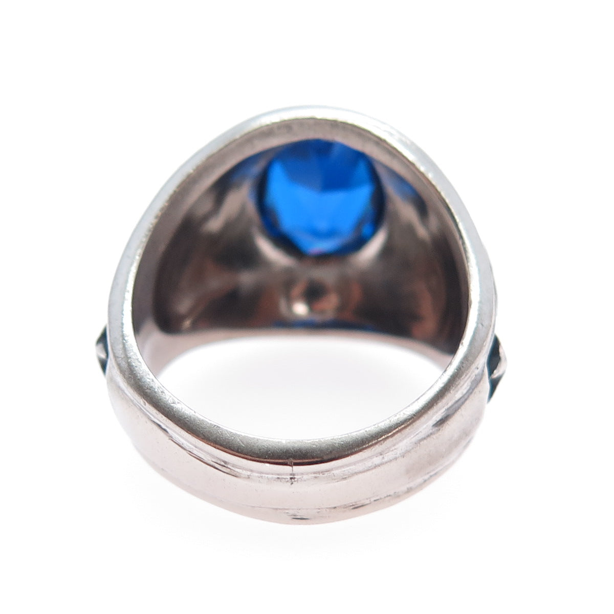 CREST CRAFT Sterling Vintage Lab-Created Sapphire US Coast Guard Ring Size 9.75