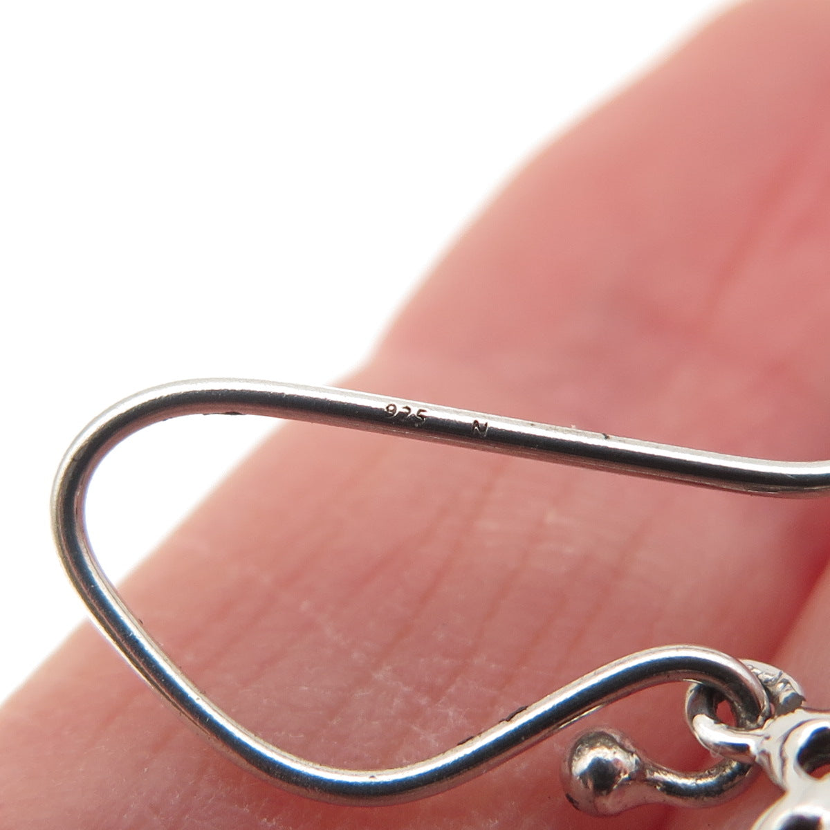 925 Sterling Silver Vintage Real Larimar Floral Dangle Earrings