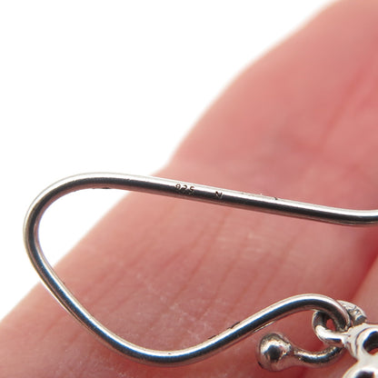 925 Sterling Silver Vintage Real Larimar Floral Dangle Earrings