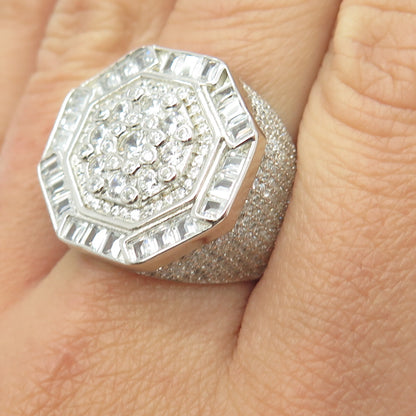 925 Sterling Silver Multi-C Z Domed Ring Size 8.25