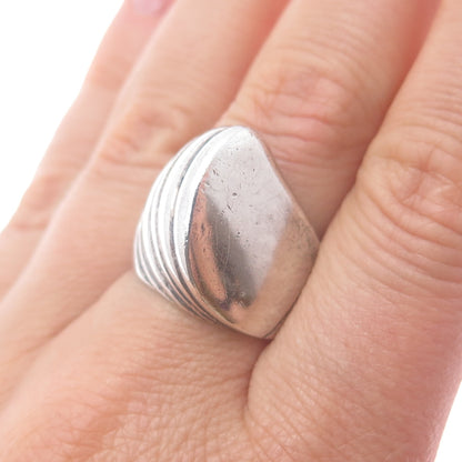 925 Sterling Silver Vintage Modernist Oxidized Ring Size 7.5