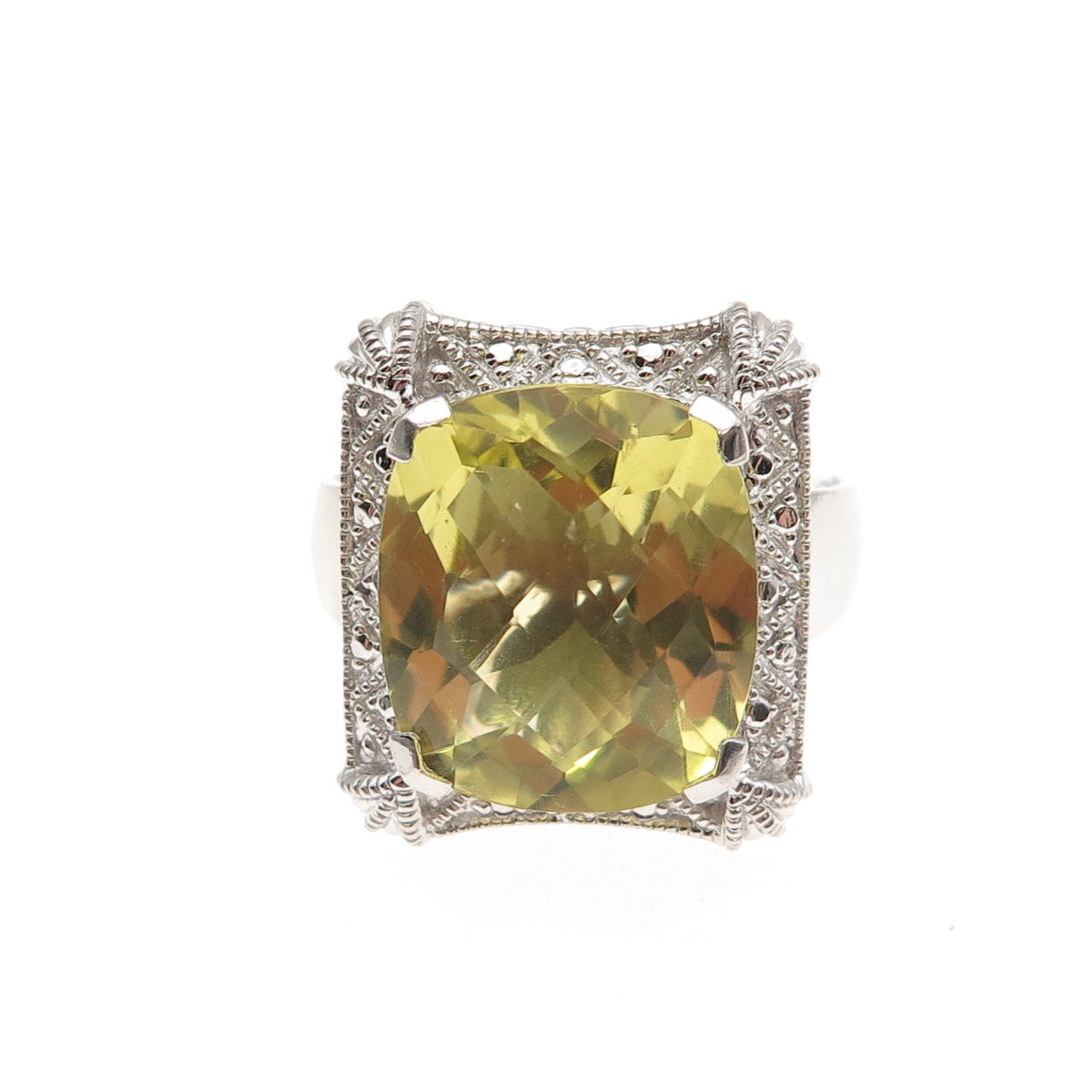 925 Sterling Silver Real Lemon Quartz Ring Size 6