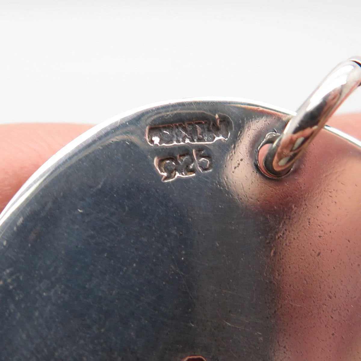 925 Sterling Silver Vintage Mexico Cutout "Stop" Pendant