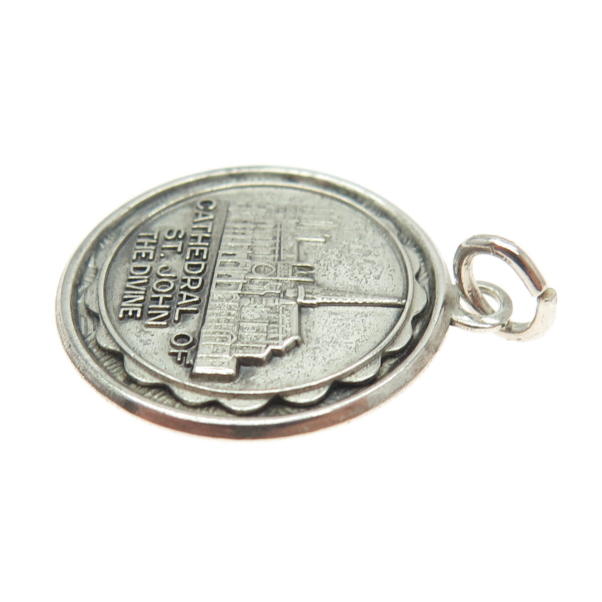 BRUCE 925 Sterling Silver Antique Cathedral of St. John The Divine Charm Pendant
