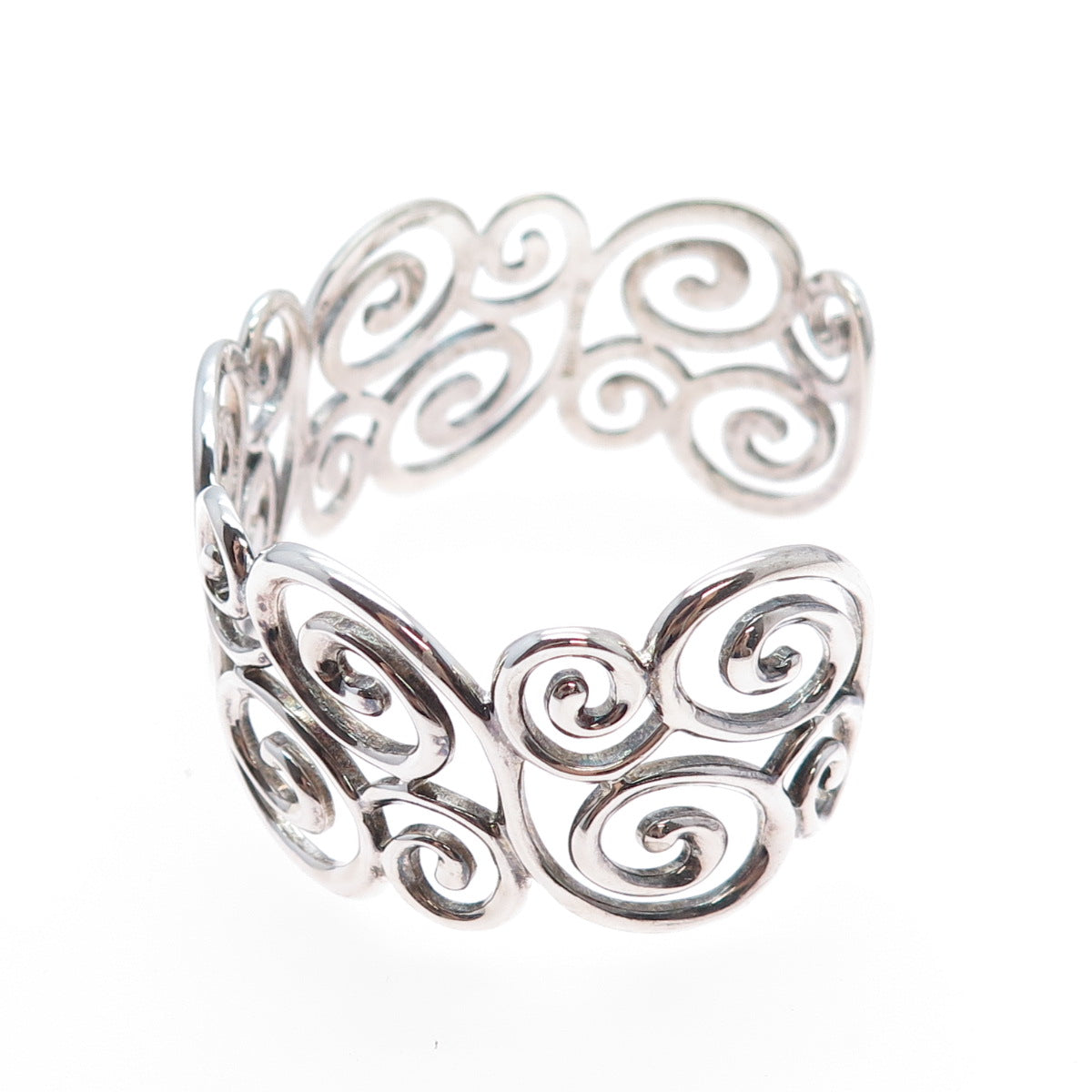 ROSS SIMONS 925 Sterling Silver Vintage Swirl Adjustable Cuff Bracelet 6.75"
