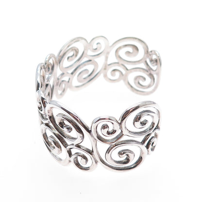 ROSS SIMONS 925 Sterling Silver Vintage Swirl Adjustable Cuff Bracelet 6.75"