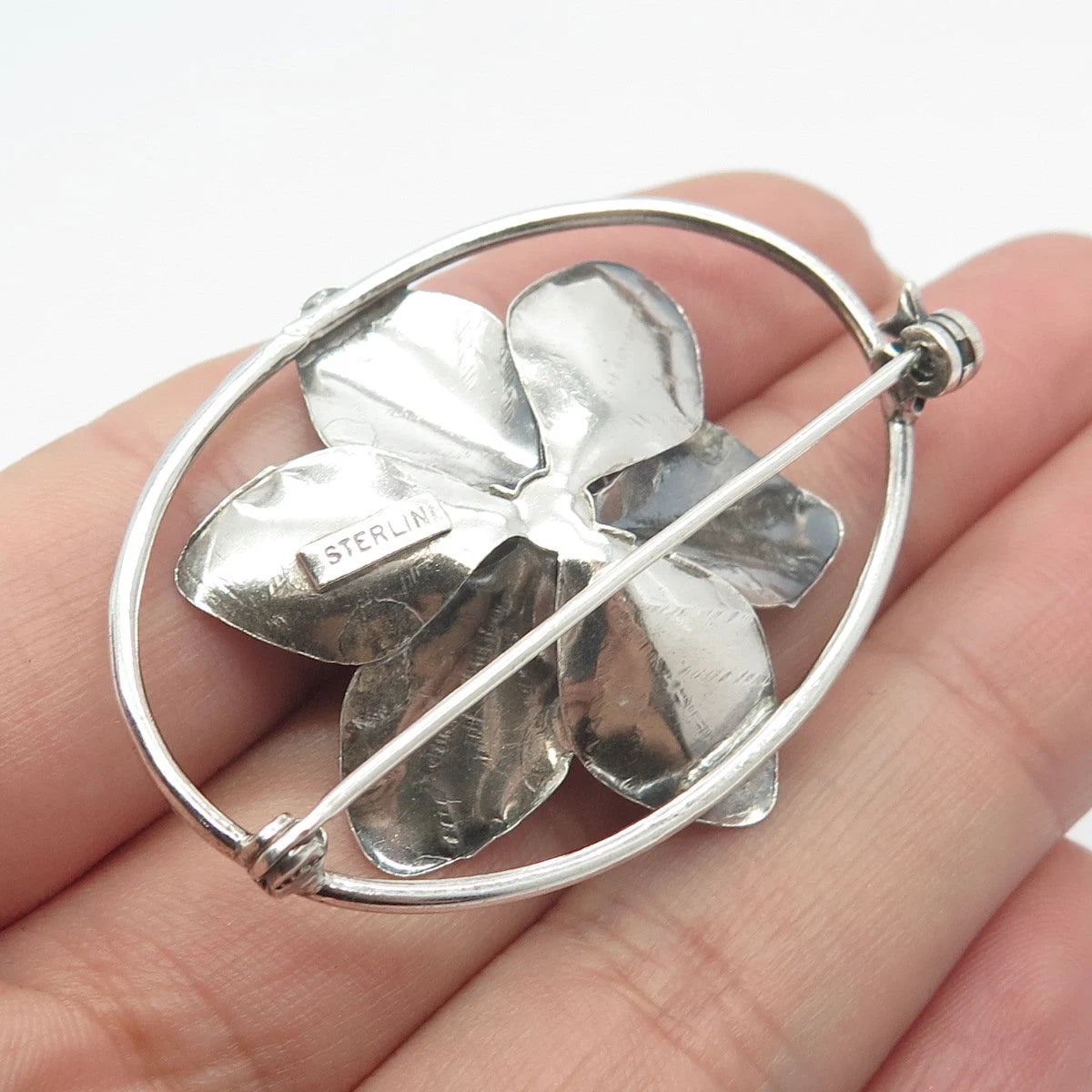 925 Sterling Silver Vintage Floral Pin Brooch