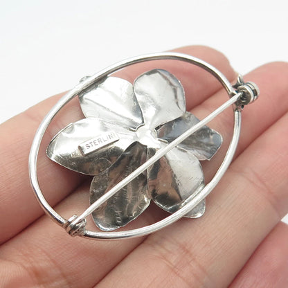 925 Sterling Silver Vintage Floral Pin Brooch