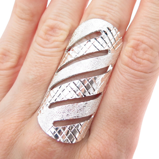 925 Sterling Silver Vintage Mexico Modernist Statement Ring Size 8.5