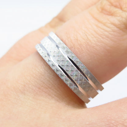 925 Sterling Silver Textured Band Ring Size 5.75
