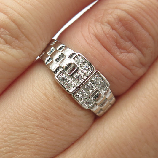 925 Sterling Silver Pave C Z Ring Size 5.75