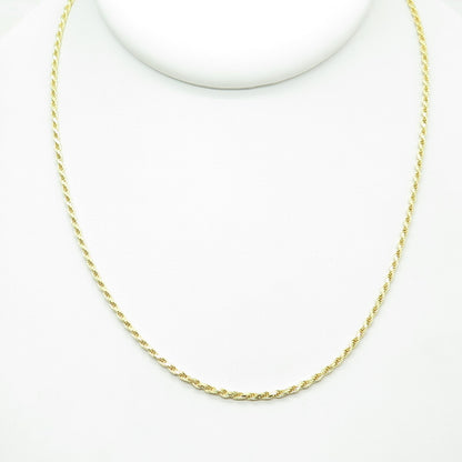P. LUX 925 Sterling Silver Gold Plated Italy Rope Chain Necklace 16"