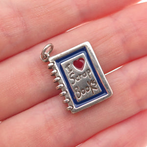 Shube 925 Sterling Silver Vintage Enamel I Love Scrapbooks Mini Charm Pendant