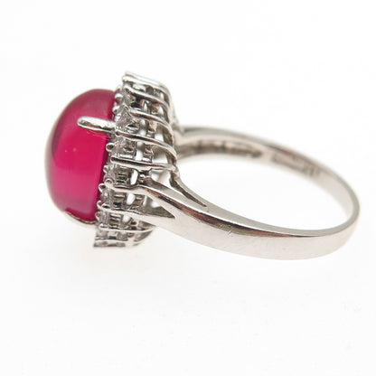 Stauer 925 Sterling Silver Lab-Created Star Ruby & C Z Ring Size 6.25