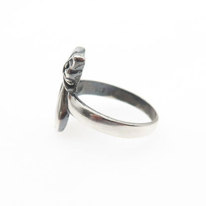 925 Sterling Silver Vintage Cat Cartoon Style Oxidized Ring Size 7.75