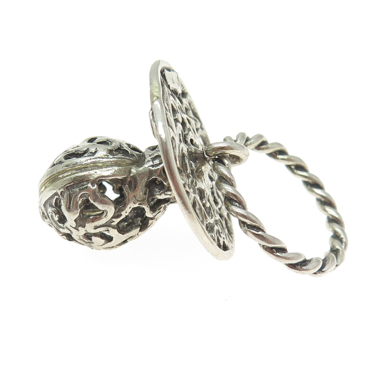 800 Silver Vintage Italy Ornate Baby Pacifier 3D Pendant