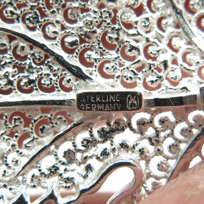 925 Sterling Silver Vintage Germany Maple Leaf Filigree Pin Brooch