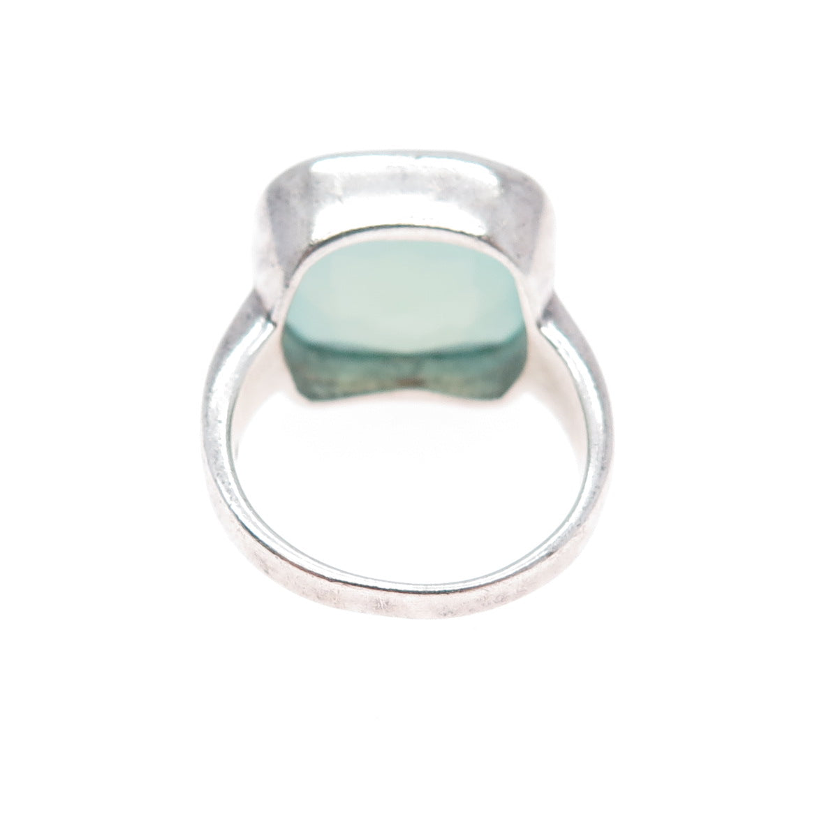 925 Sterling Silver Vintage Real Cushion-Cut Chalcedony Ring Size 6.5