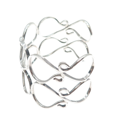 925 Sterling Silver Vintage Mexico Infinity Ornate Adjustable Cuff Bracelet 7"