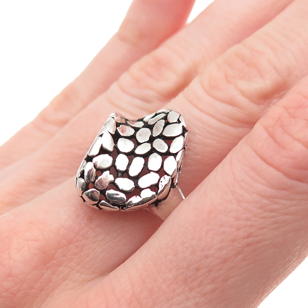 925 Sterling Silver Vintage Modernist Oxidized Ring Size 8.75
